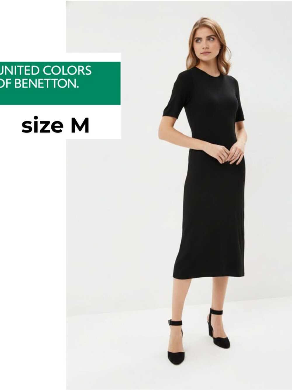United Colors Of Benetton Classic Black Midi Dress